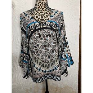 Pink Owl Blouse S bell sleeves